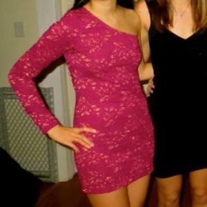 One shoulder lace dress